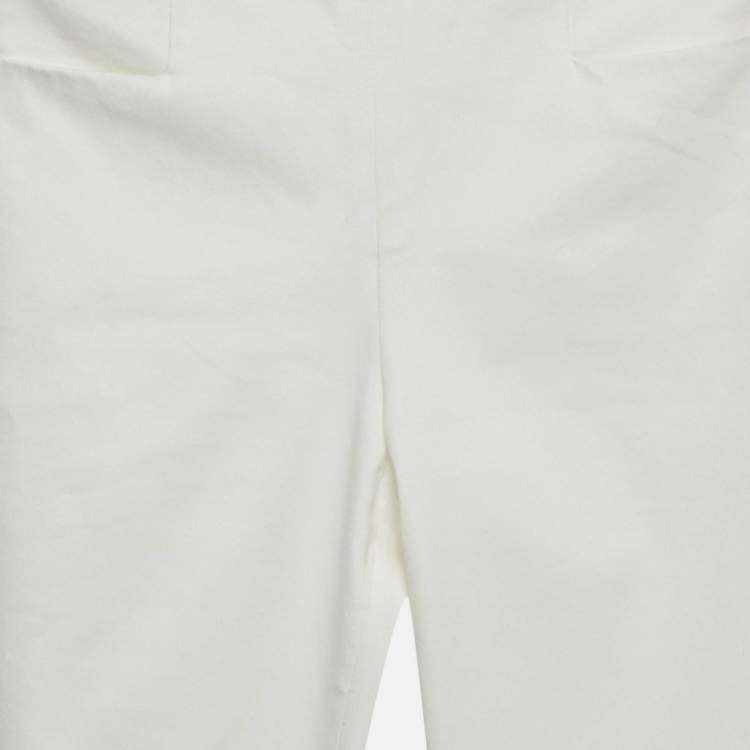 Pre Owned Emilio Pucci White Cotton Gabardine Trousers S
