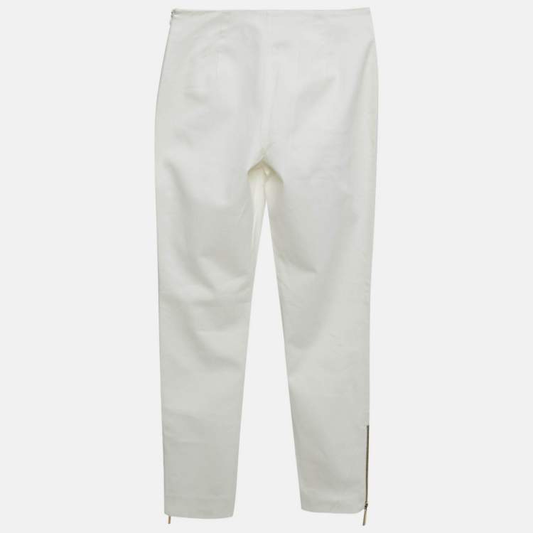 Pre Owned Emilio Pucci White Cotton Gabardine Trousers S