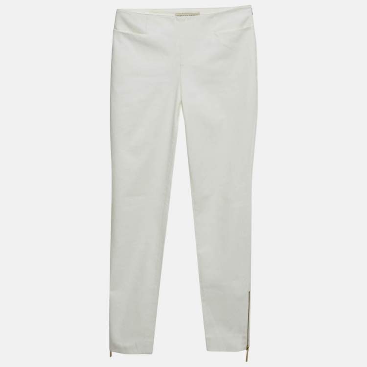 Pre Owned Emilio Pucci White Cotton Gabardine Trousers S