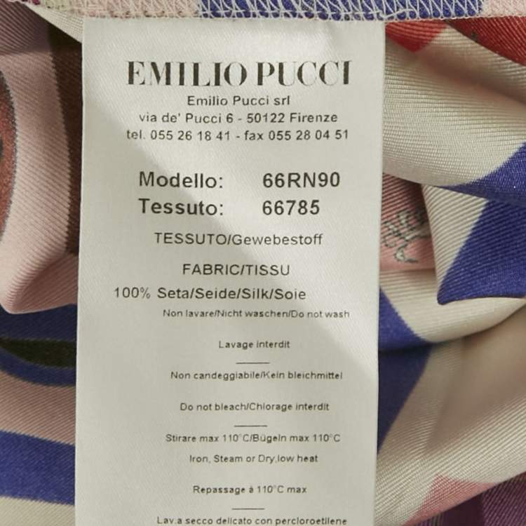 مملوكة مسبقًا Emilio Pucci Multicolor Printed Silk Pleated Top S