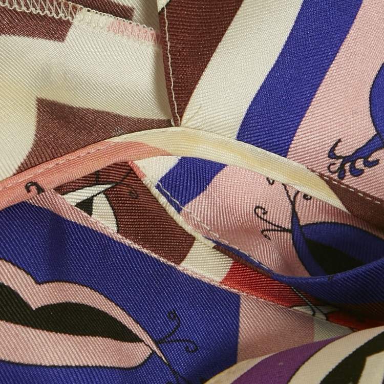 مملوكة مسبقًا Emilio Pucci Multicolor Printed Silk Pleated Top S