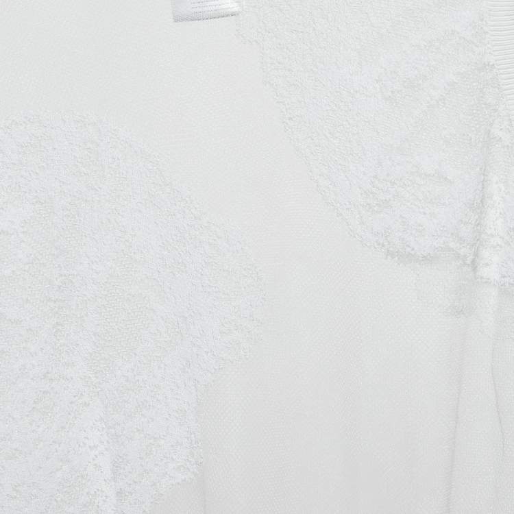 Pre Owned Emilio Pucci White Embroidered Mesh Sleeveless Top M