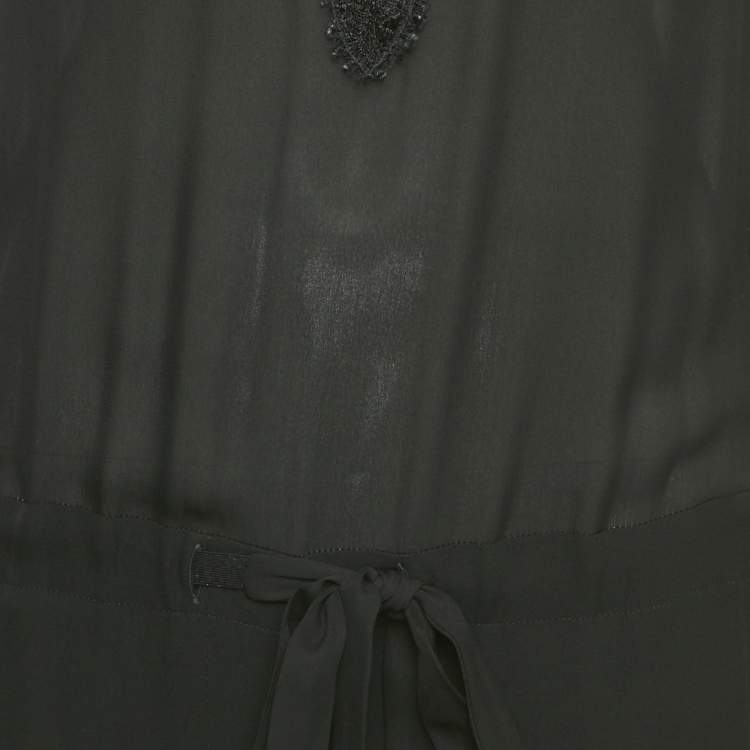 Pre Owned Emilio Pucci Black Lace Trim Silk Jumpsuit S
