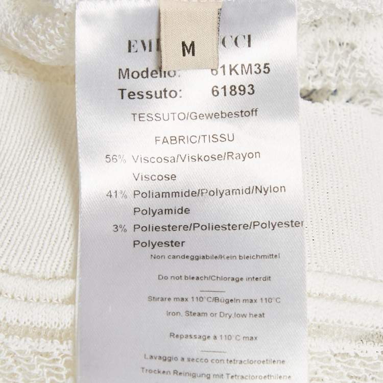 Pre Owned Emilio Pucci White Stretch Lace Sleeveless Sheer Top M