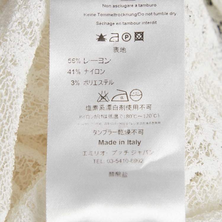 Pre Owned Emilio Pucci White Stretch Lace Sleeveless Sheer Top M