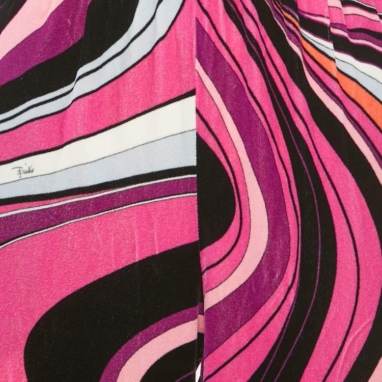 Pre Owned Emilio Pucci Pink Printed Velvet Trousers M