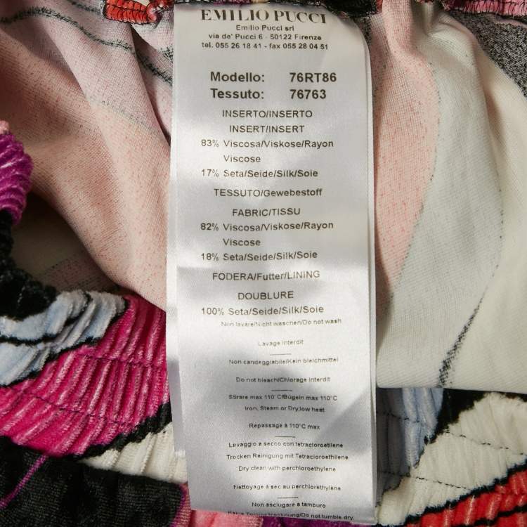 Pre Owned Emilio Pucci Pink Printed Velvet Trousers M