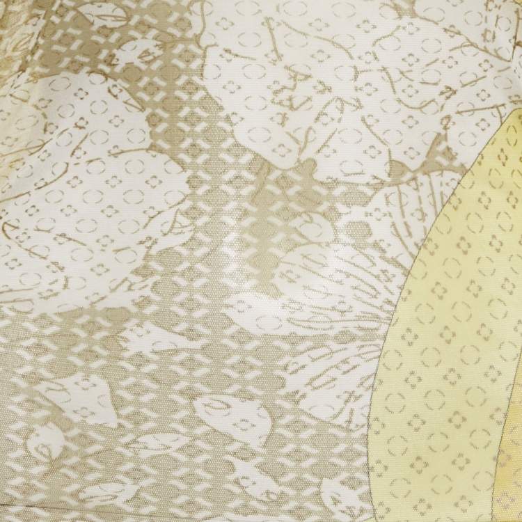 Pre Owned Emilio Pucci Yellow Printed Mesh Knit Long Sleeve Top S