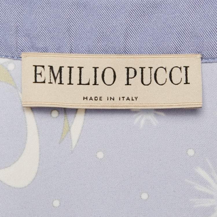 Pre Owned Emilio Pucci Blue Printed Satin Silk Playsuit M