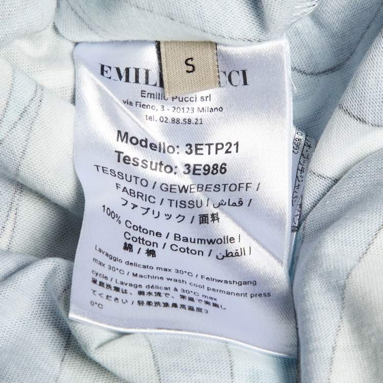 Pre Owned Emilio Pucci Blue Iride Print Cotton Crew Neck T-Shirt S 