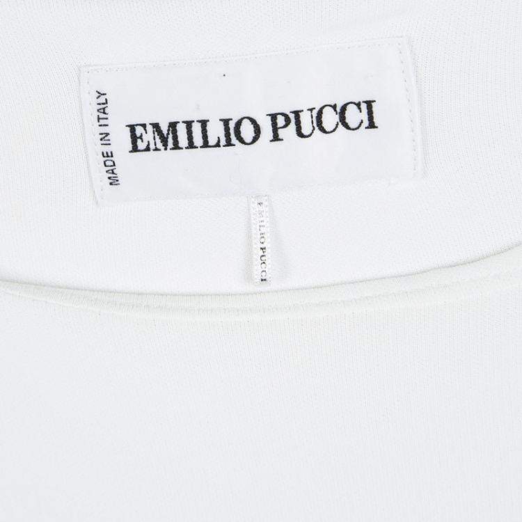 Pre Owned Emilio Pucci White Sequin Embellished Ruched Sleeveless Dress S