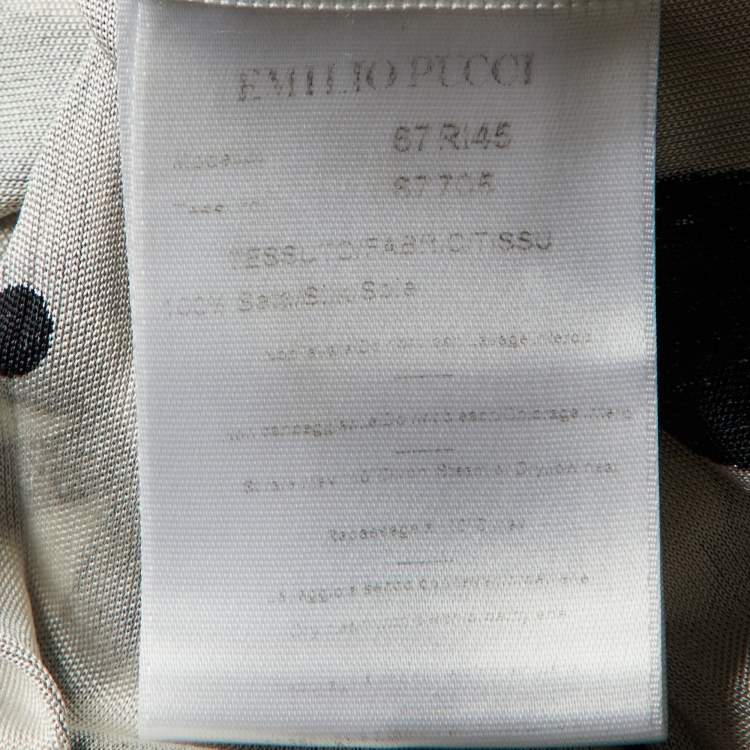 Pre Owned Emilio Pucci Grey/Multicolor Printed Silk Knit Knee-Length Dress L