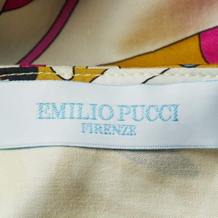 Pre Owned Emilio Pucci Multicolor Printed Cotton Overlap Skirt M