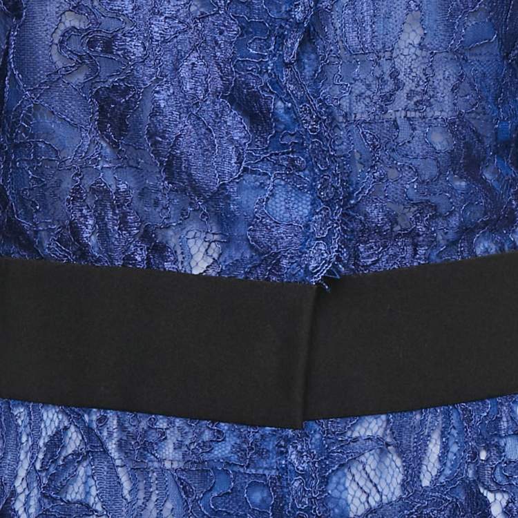 Pre Owned Emilio Pucci Black Lace Button Front Midi Dress M