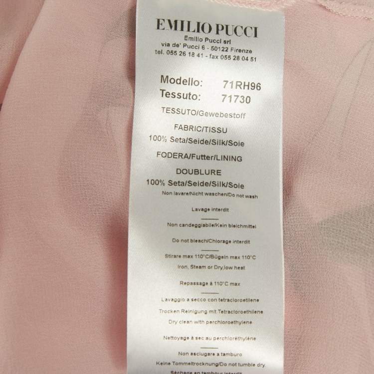 Pre Owned Emilio Pucci Pink Birds of Paradise Print Silk Kaftan Short Dress S  