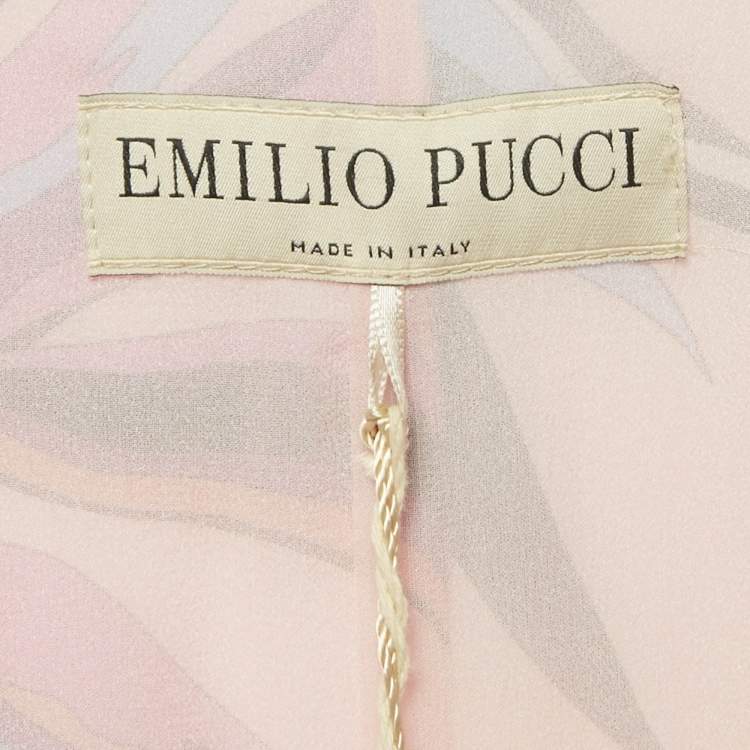 Pre Owned Emilio Pucci Pink Birds of Paradise Print Silk Kaftan Short Dress S  