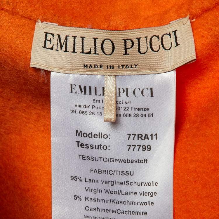 Pre Owned Emilio Pucci Multicolor Printed Wool Zip Up Poncho S