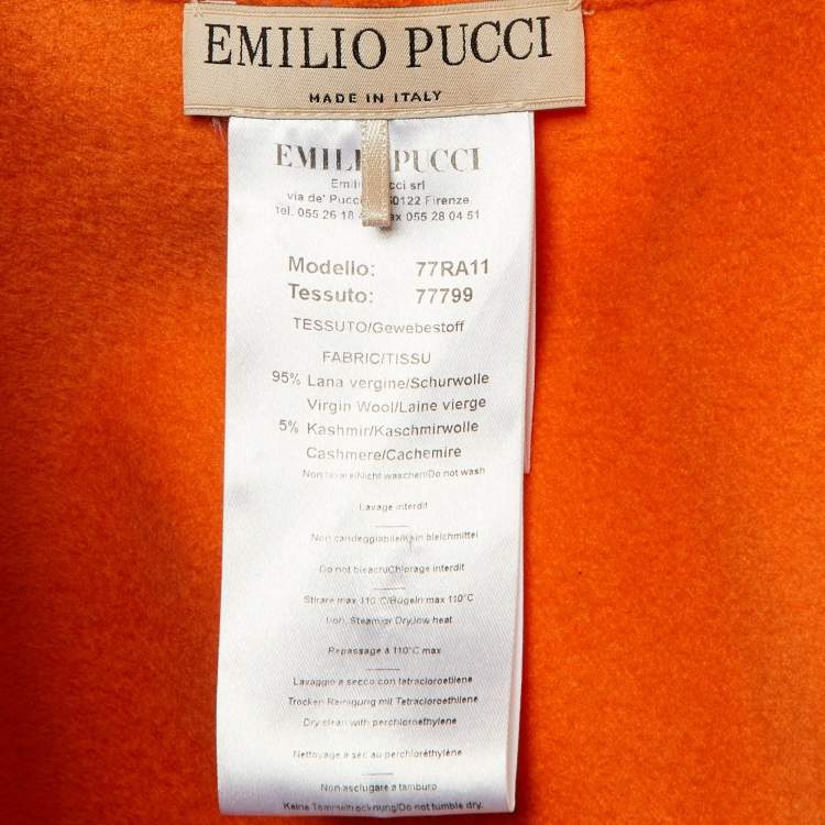 Pre Owned Emilio Pucci Multicolor Printed Wool Zip Up Poncho S