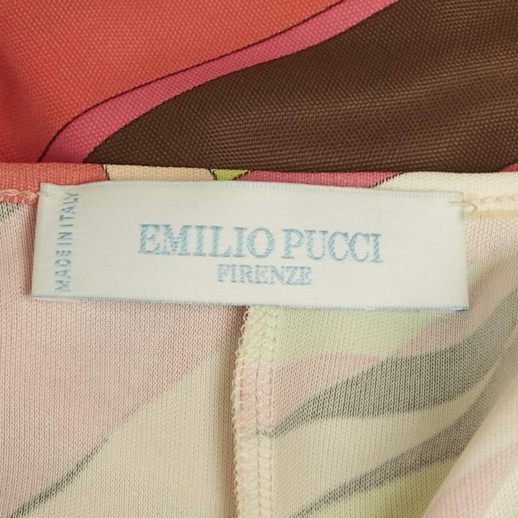Pre Owned Emilio Pucci Multicolor Printed Jersey Halter Neck Short Dress S