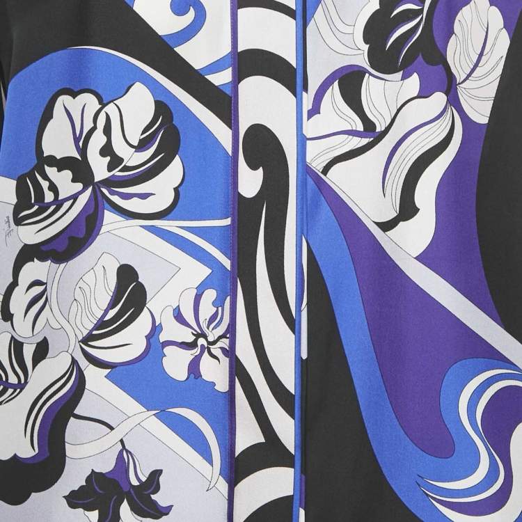 Pre Owned Emilio Pucci Multicolor Printed Silk Full Sleeve Shirt L