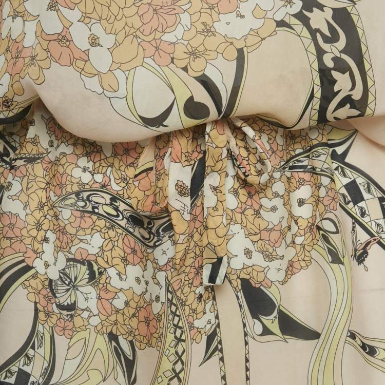 Pre Owned Emilio Pucci Pink Floral Print Silk Sleeveless Tunic Top S 