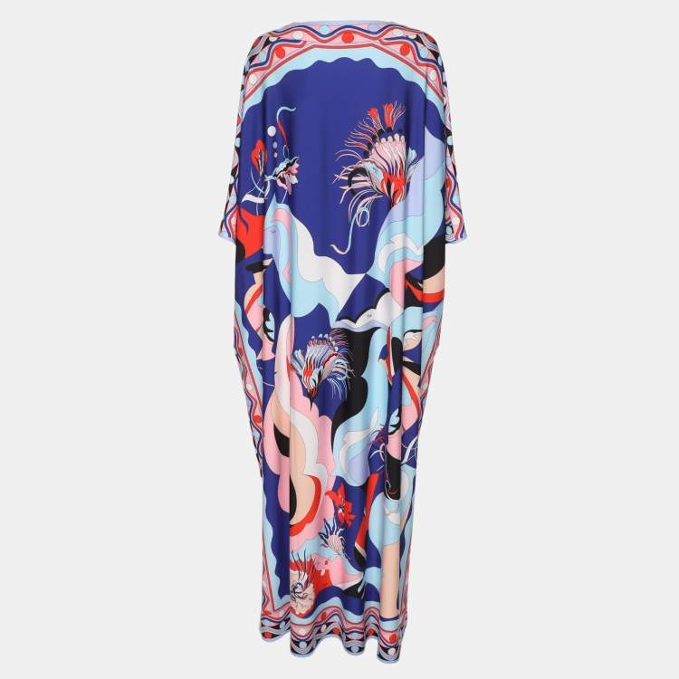 Pre Owned Emilio Pucci Multicolor Printed Jersey Kaftan Dress M