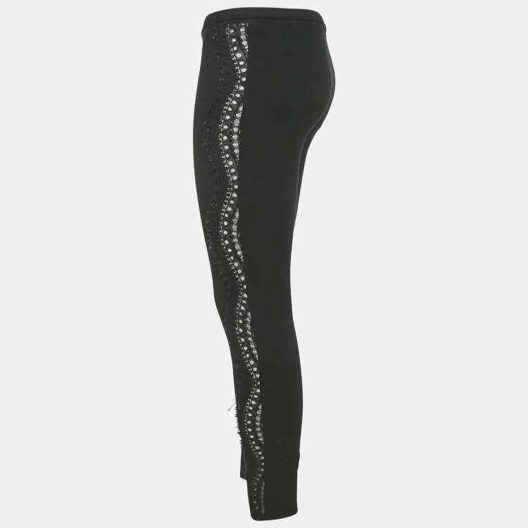 Pre Owned Emilio Pucci Black Lace Trim Jersey Skinny Trousers M