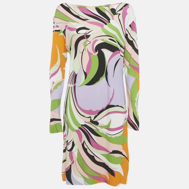 مملوكة مسبقًا Emilio Pucci Multicolor Printed Stretch Crepe Short Dress L