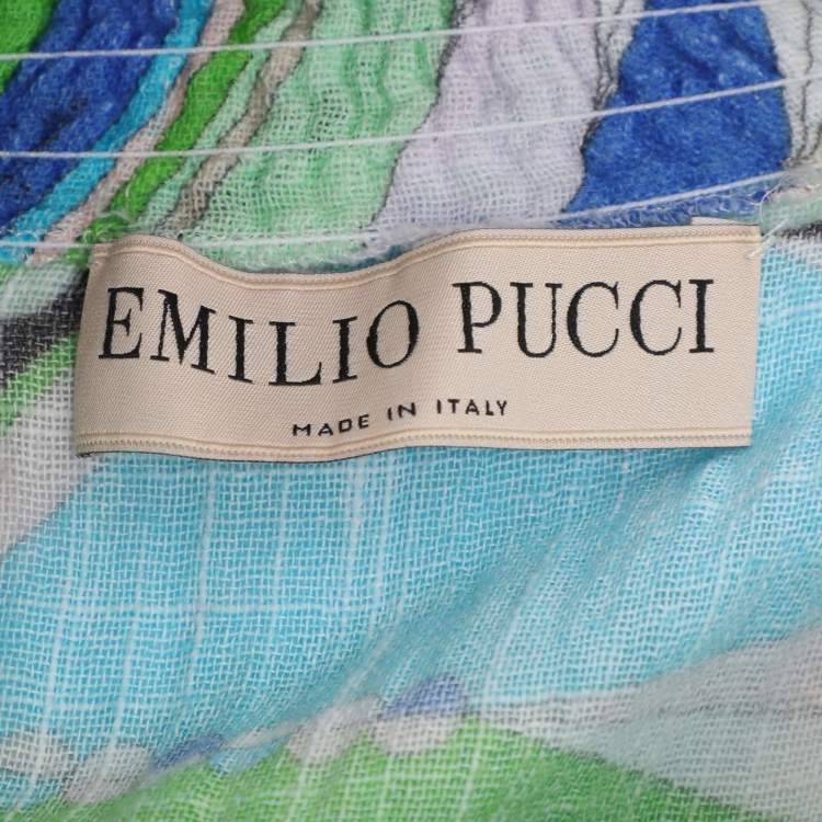 Pre Owned Emilio Pucci Multicolor Printed Cotton Knit Maxi Skirt M