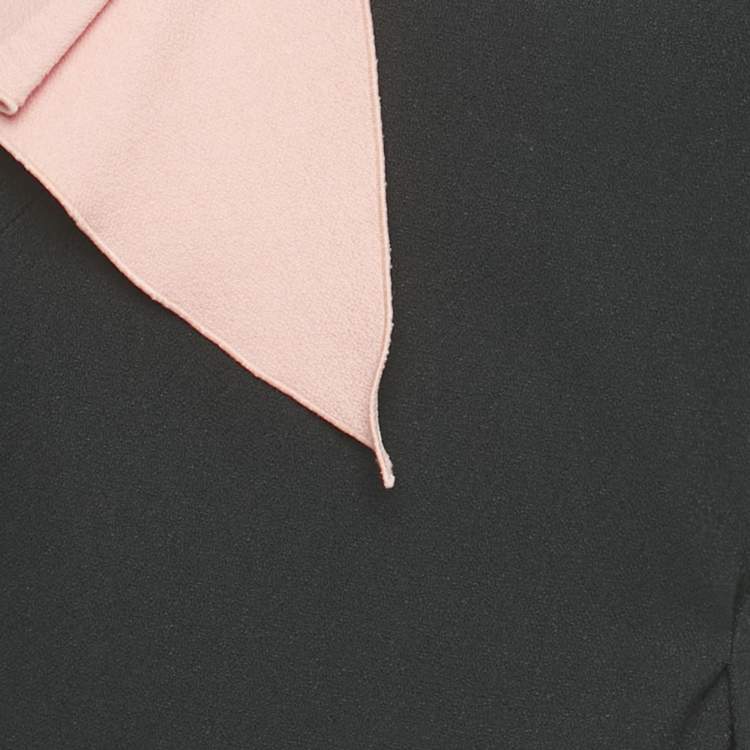 Pre Owned Emilio Pucci Black /Pink Crepe Frill Detail Short Dress M