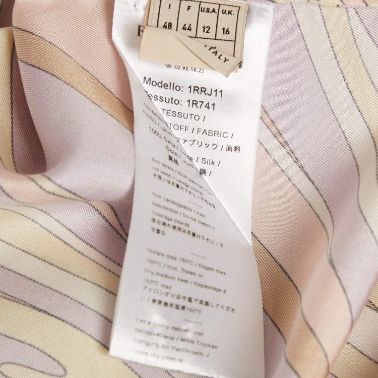 Pre Owned Emilio Pucci Multicolor Printed Silk Long Sleeve Shirt L