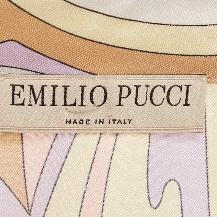 Pre Owned Emilio Pucci Multicolor Printed Silk Long Sleeve Shirt L
