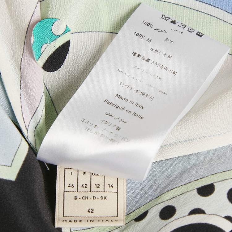 Pre Owned Emilio Pucci Multicolor Printed & Embellished Silk Tunic L