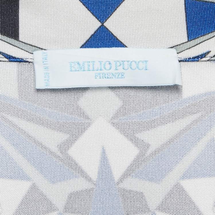 Pre Owned Emilio Pucci Firenze White Printed Silk Short Dress S 