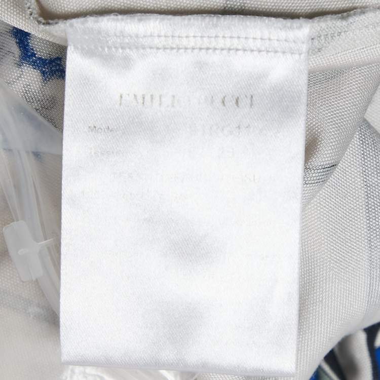 Pre Owned Emilio Pucci Firenze White Printed Silk Short Dress S 