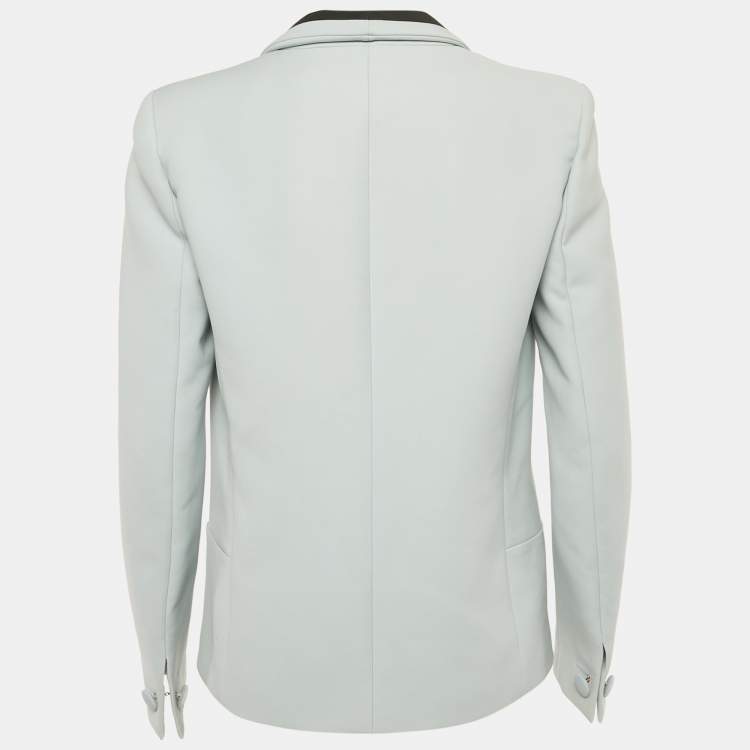 Pre Owned Emilio Pucci Light Blue Crepe Button Front Blazer M
