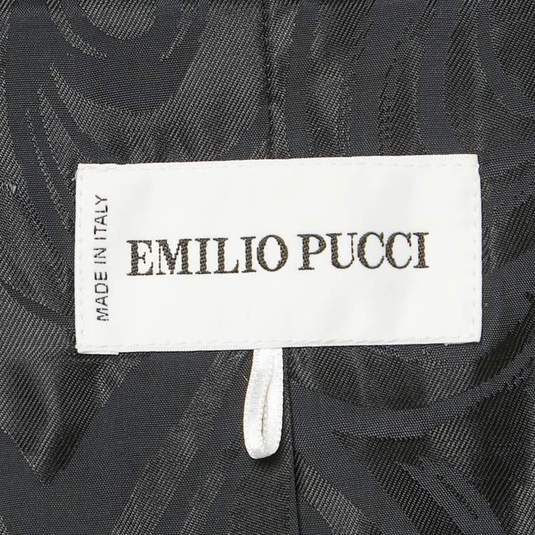 Pre Owned Emilio Pucci Light Blue Crepe Button Front Blazer M
