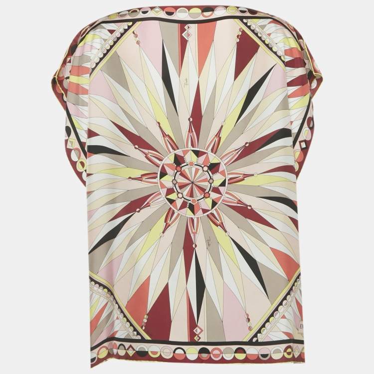 Pre Owned Emilio Pucci Multicolor Printed Silk Kaftan Tunic One Size 