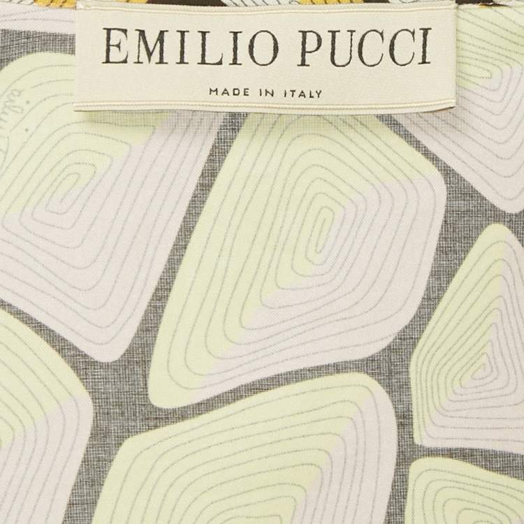 Pre Owned Emilio Pucci Yellow Printed Voile Top and Pants Set M/L