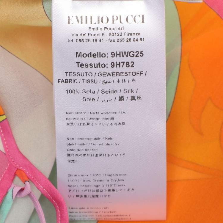 Pre Owned Emilio Pucci Multicolor Printed Satin Draped Blouse S