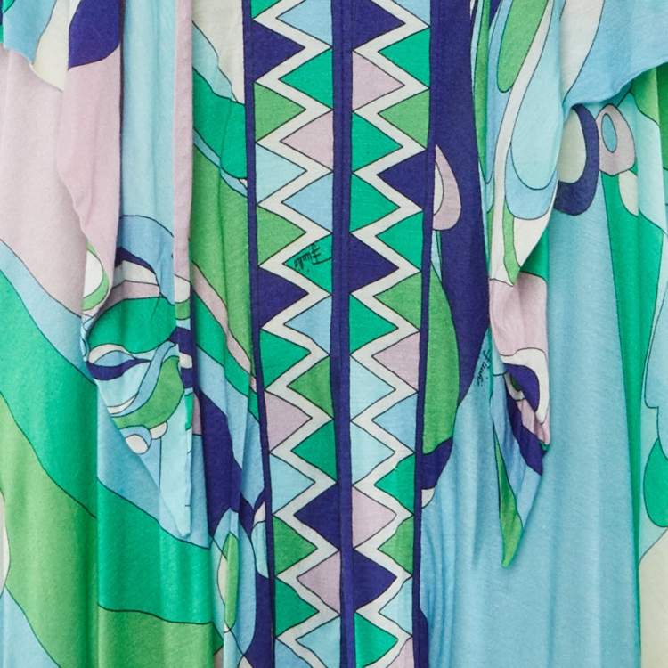 Pre Owned Emilio Pucci Multicolor Printed Jersey Strapless Cover Up Dress M