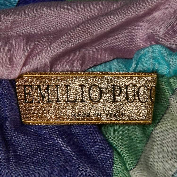 Pre Owned Emilio Pucci Multicolor Printed Jersey Strapless Cover Up Dress M