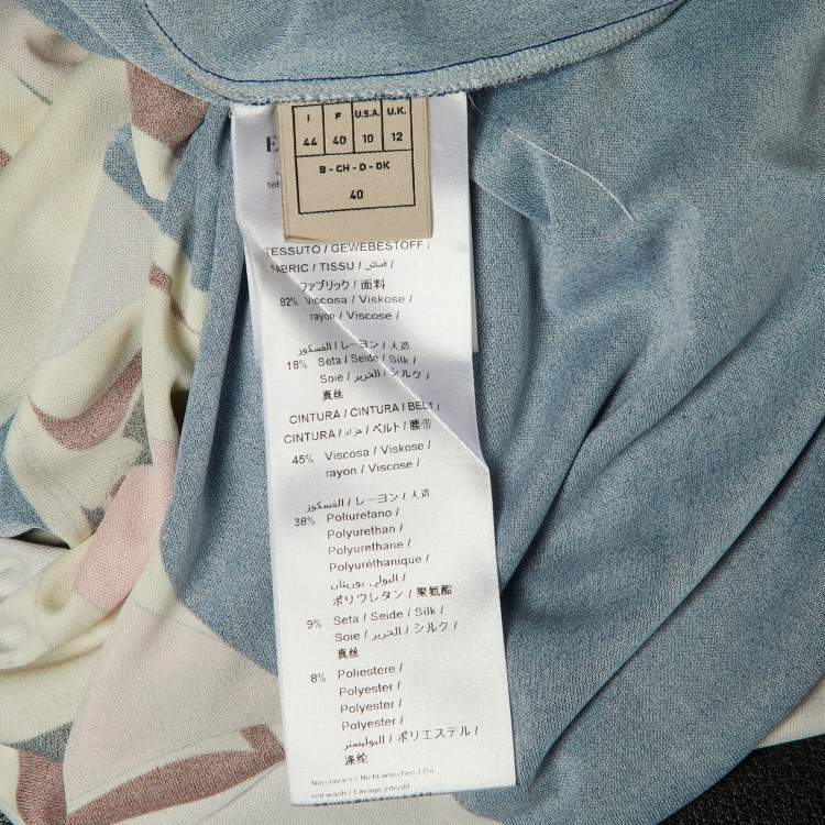 Pre Owned Emilio Pucci Blue Printed Jersey Midi Dress M