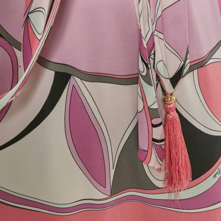 Pre Owned Emilio Pucci Pink Printed Silk Mini Dress M