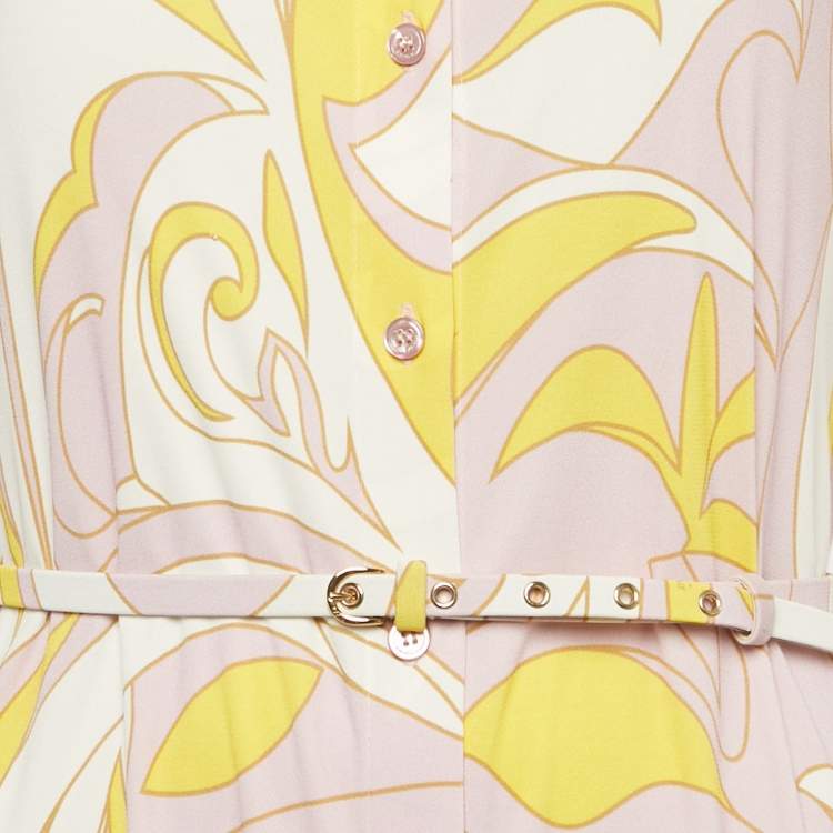 Pre Owned Emilio Pucci Pink Printed Jersey Maxi Dress M