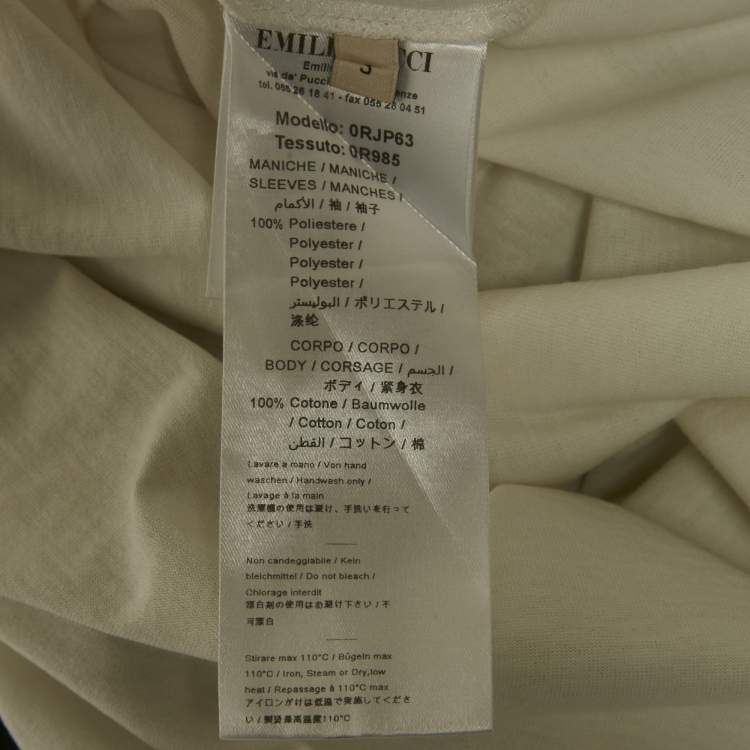 Pre Owned Emilio Pucci White Sequin Detail Cotton T-Shirt S