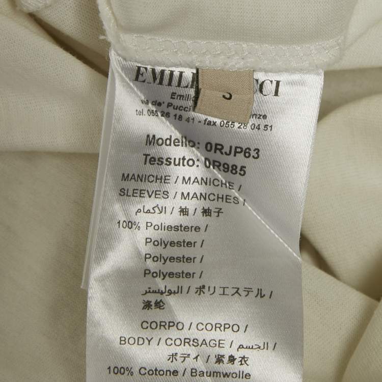 Pre Owned Emilio Pucci White Sequin Detail Cotton T-Shirt S