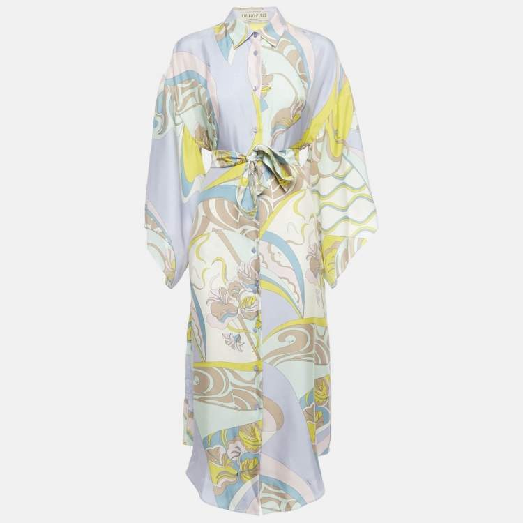 مملوكة مسبقًا Emilio Pucci Multicolor Printed Silk Midi Dress S