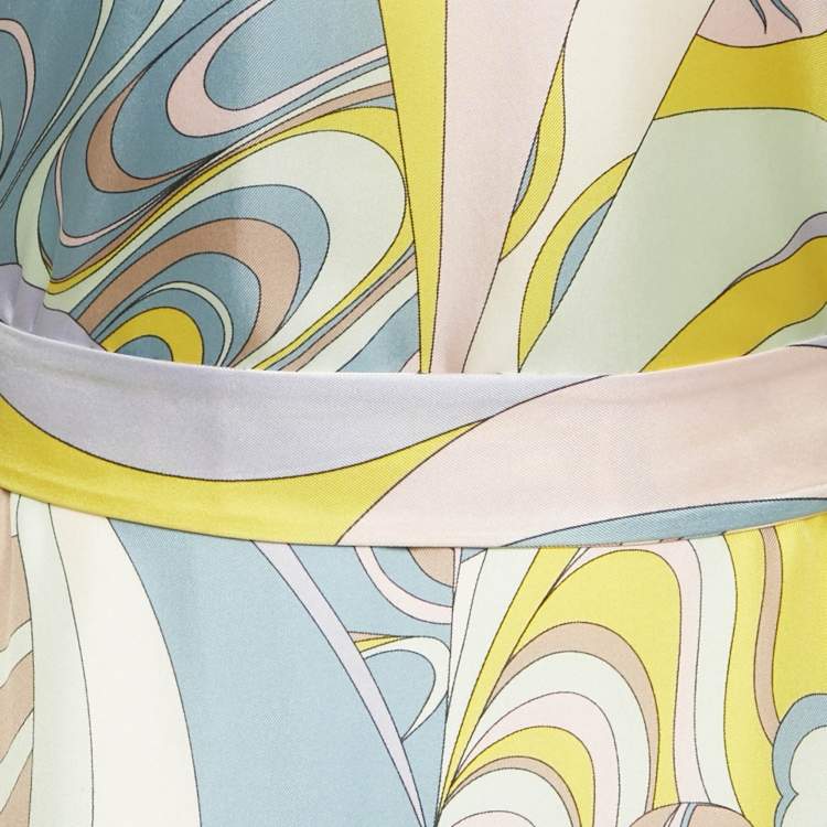 مملوكة مسبقًا Emilio Pucci Multicolor Printed Silk Midi Dress S