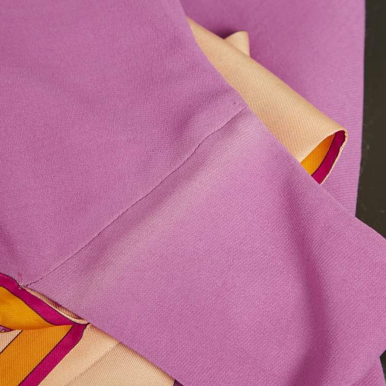 Pre Owned Emilio Pucci Pink Silk Printed Neck Tie Detail Crepe Mini Dress M